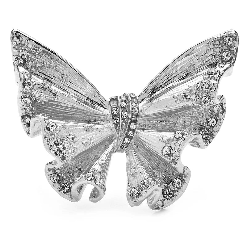 Wuli&baby Alloy Silk Style Butterfly Brooch Pin Crystal Insect Women Jewelry Accessory 2025 Gift