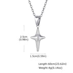 Simple Trendy Star Necklace for Men Boys,Silver Color Stainless Steel 4-Point Star Pendant,Hip Hop Minimalist Jewelry Gift
