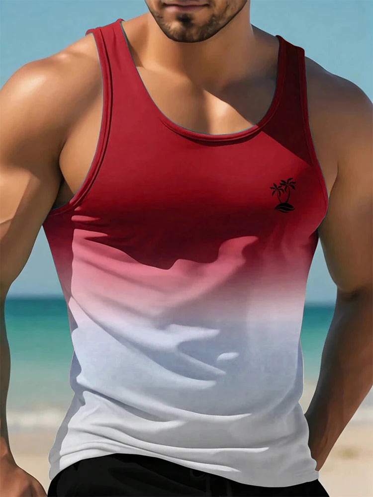 Summer Daily Men's Casualtank Top Outdoor Beach Men's Fashion Tank Top Hawaiian Men's Fashion 3D Coconut Print Sleeveless Top