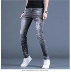 PENDRA Denim Cotton Printed Trousers