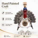 Novelty Turkey Whiskey Decanter, Clear Glass Liquor Bottle with Colorful Head and Feather Design, Unique Home Bar Display