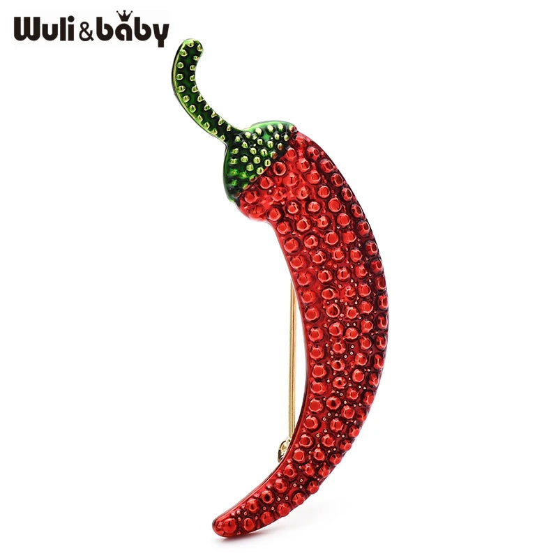 PENDRA Chili Rhinestone Pepper Brooch