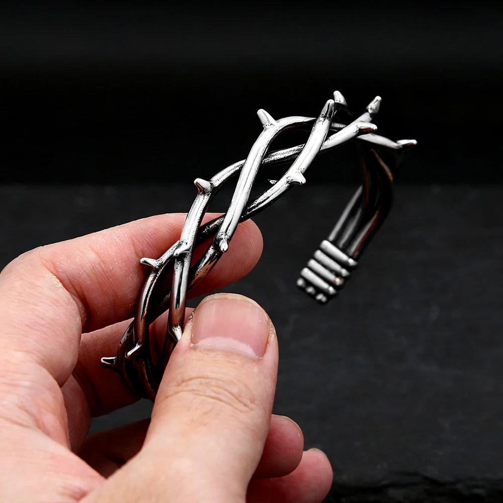 PENDRA Thornwrap Twisted Stainless Steel Cuff Bracelet
