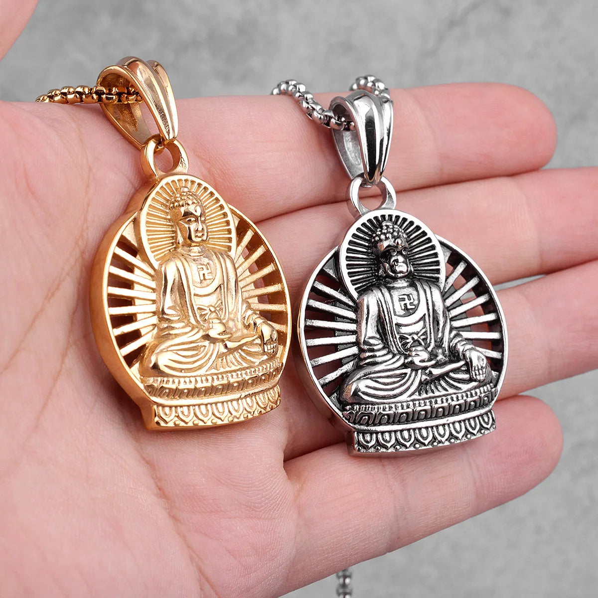 PENDRA Buddhism Buddha Sainless Gold Necklace