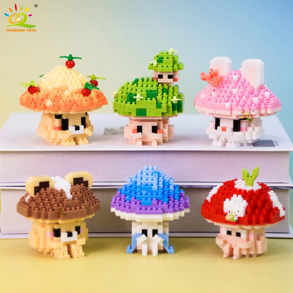 PENDRA Cartoon Mushroom Micro Building Set