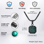 PENDRA Square Stone Green Pendant Necklace