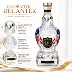 2026 USA Independence 250 Years Eagle Shaped Glass Decanter Painted Whiskey Bottle Collectible Bar Decoration