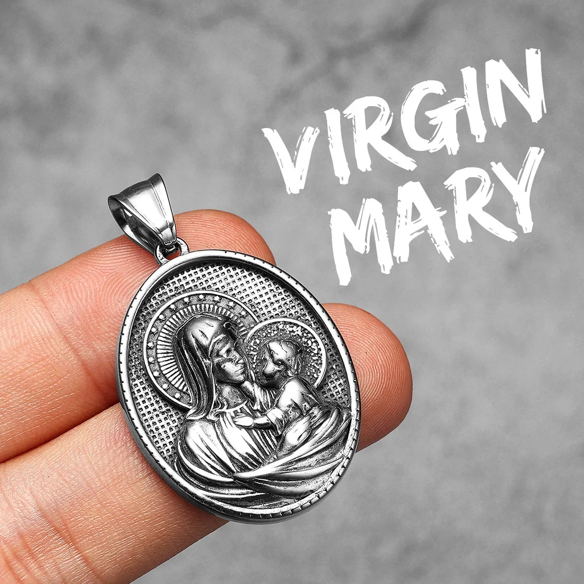 Virgin Mary Stainless Steel Men Necklaces Pendants Chains Women Jewelry New Cool Powerful Amulet Accessories Gifts Wholesale