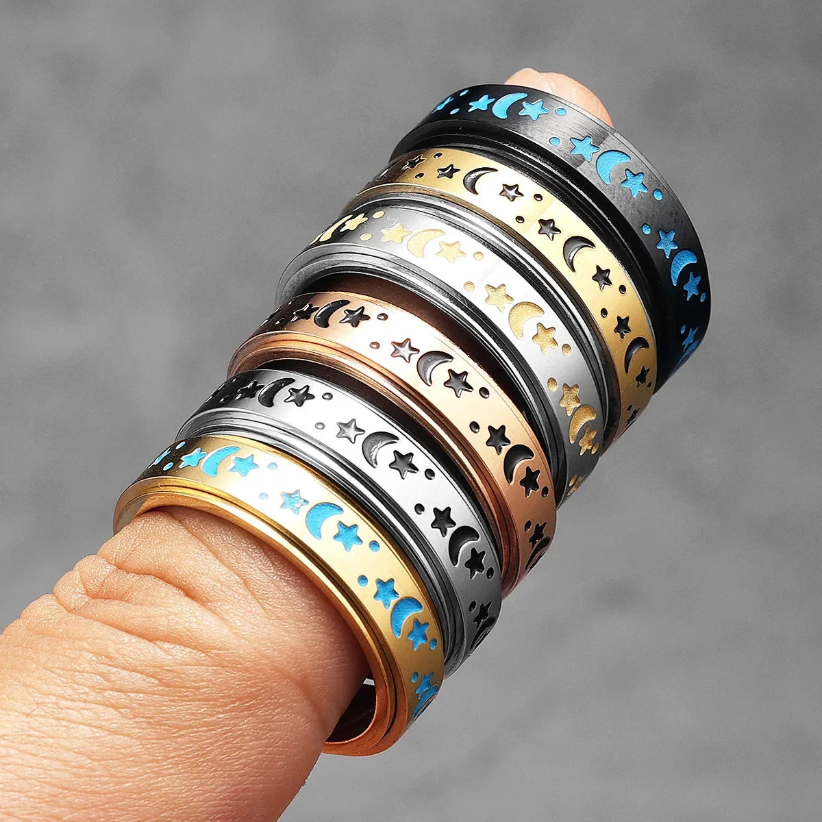 PENDRA Starry Night Stars Steel Ring