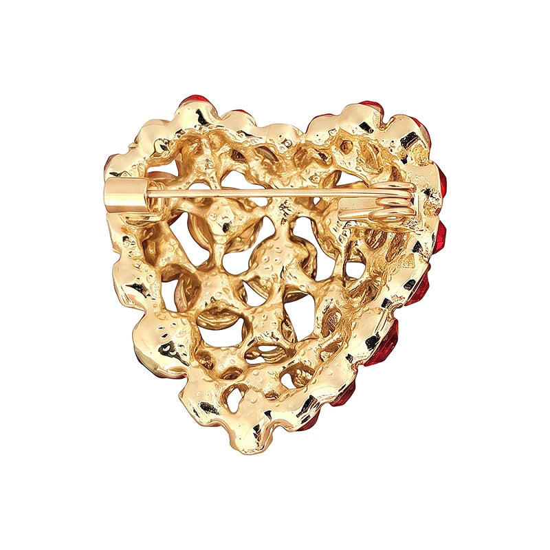 PENDRA Amoria Cute Rhinestone Heart Brooch