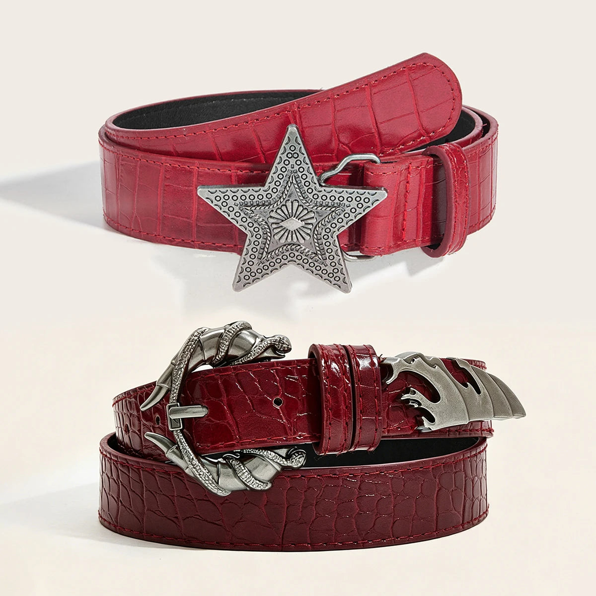 Women's Belt Pants Trousers Jeans Pattern Leather Belt For Cosplay Accessories Women Halloween Suits Black Wine Red Waistband