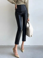 PU Autumn Winter Leather Pencil Pant Women Bodycon Fashion Office High Waist Ladies Trousers Casual Woman Pants