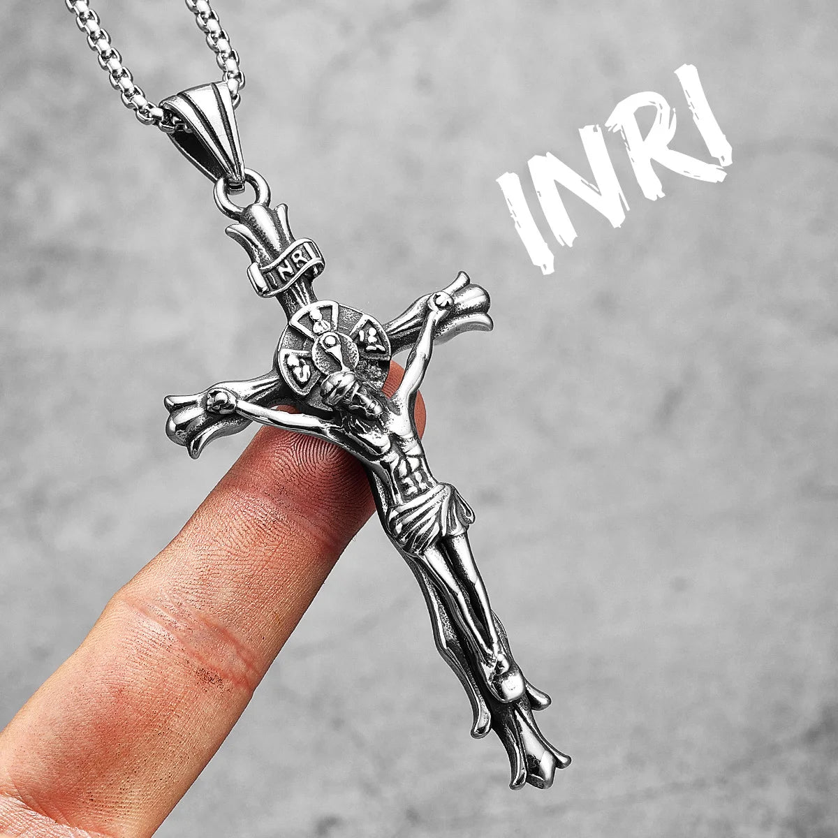PENDRA INRI Jesus Cross Steel Necklace
