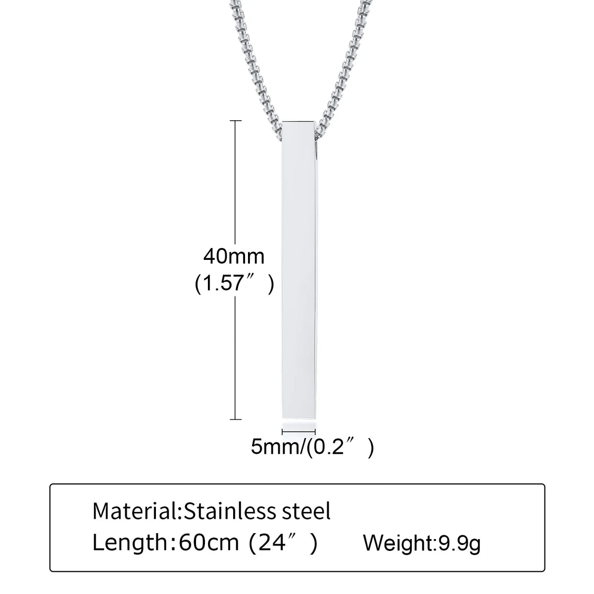 Personalized 1-4 Sides Pillar Necklace for Men Women,Stainless Steel Rectangle Vertical Bar Pendant Necklace Gifts
