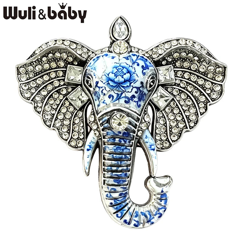 PENDRA Regal Elephant Rhinestone Brooch