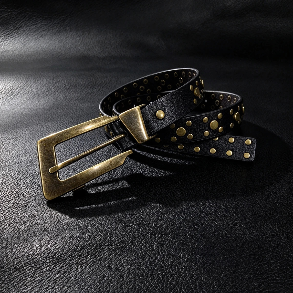 Korean Retro Rivet Belts Metal Pin Buckle PU Girdles Punk Design Waistbands Western Cowgirl Ladies Jeans Fashion Accessories
