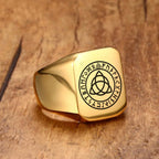 Men Viking Vegvisir Pirate Signet Ring, Free Custom Personalized Stainless Steel Finger Bands Ring for Boys, Amulet Jewelry Gift