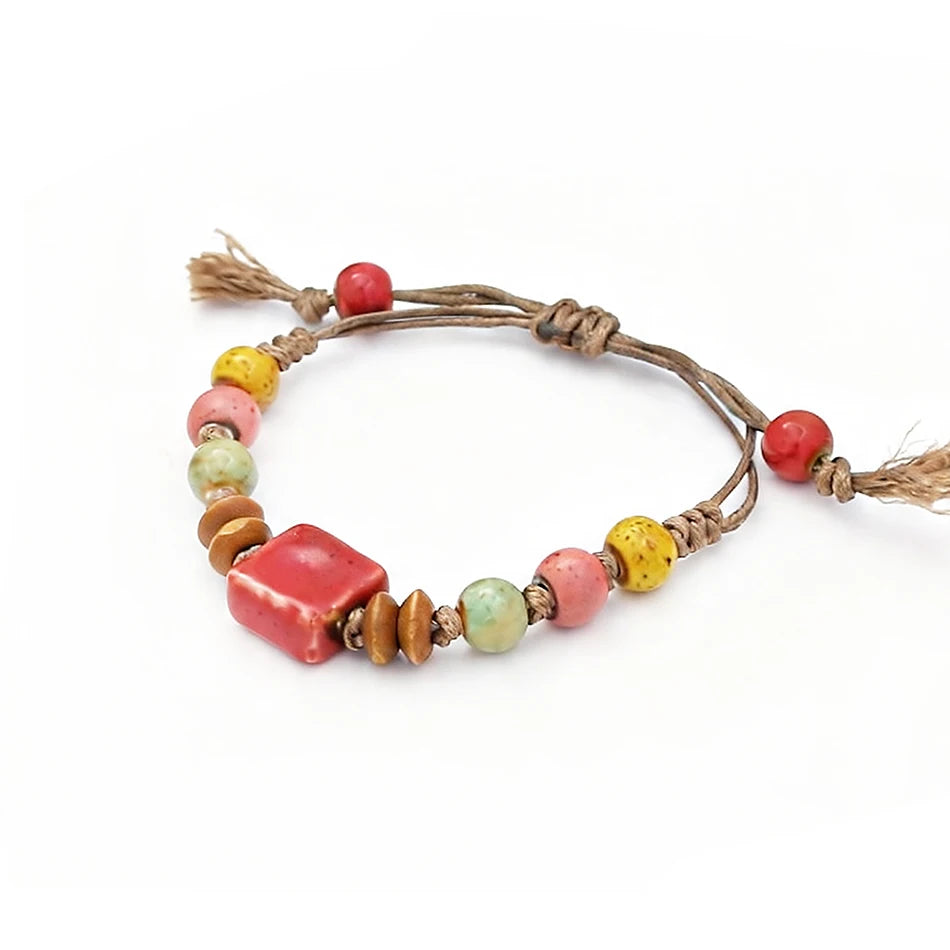 PENDRA Ceramica Light Blue Handmade Ceramic Beaded Bracelet