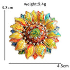PENDRA Sunlit Famous Painting Sunflower Enamel Brooch