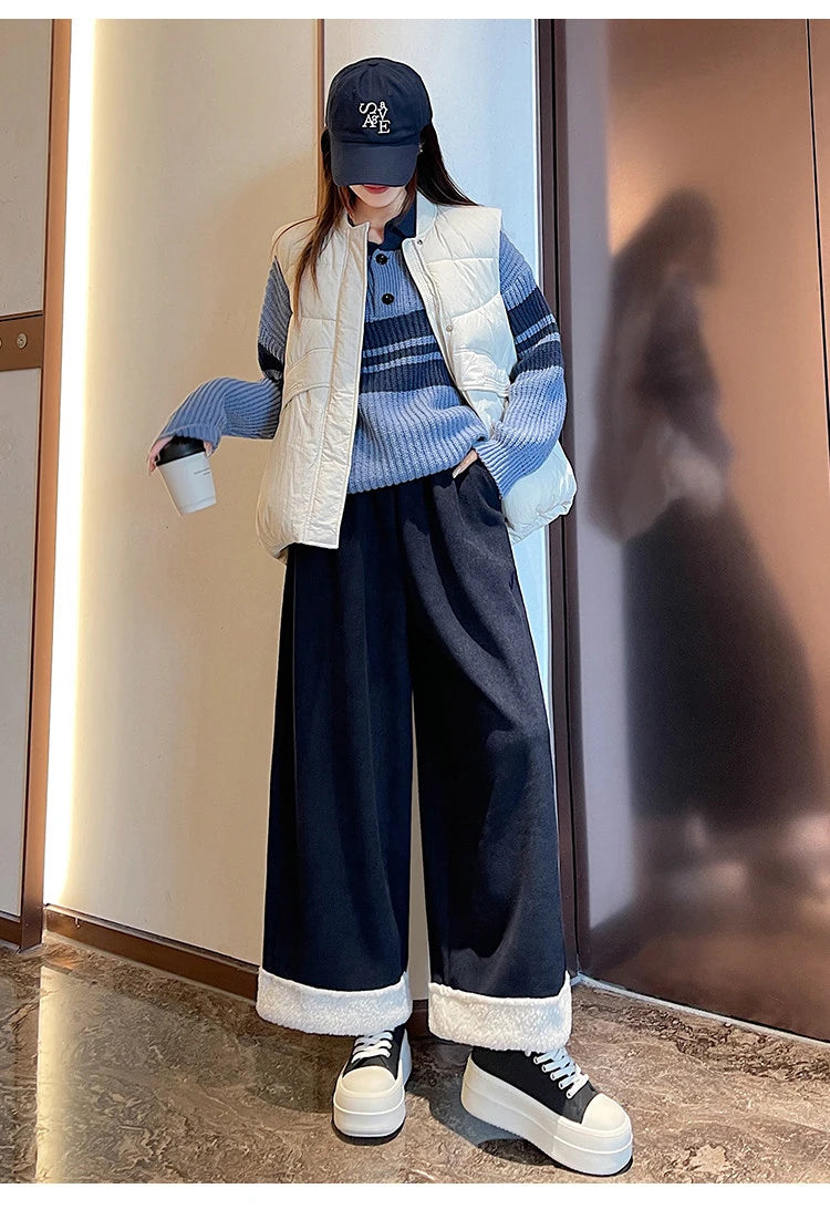 PENDRA Corduroy Splicing Lamb Pants