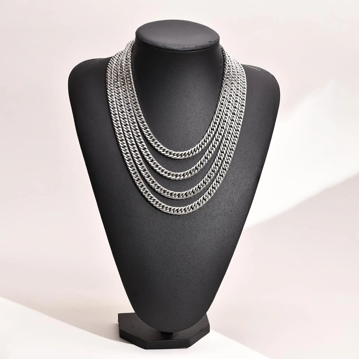 Chunky Miami Double Curb Chain Necklace for Men,Stainless Steel Curb Link Cool boy Hip Hop Chain Jewelry Gift,18/20/22/24inch