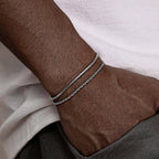 2pcs/set Thin Chain Bracelet for Men Boys,Stainless Steel Twisted Rope Chain Wristband,Adjustable Link Chains