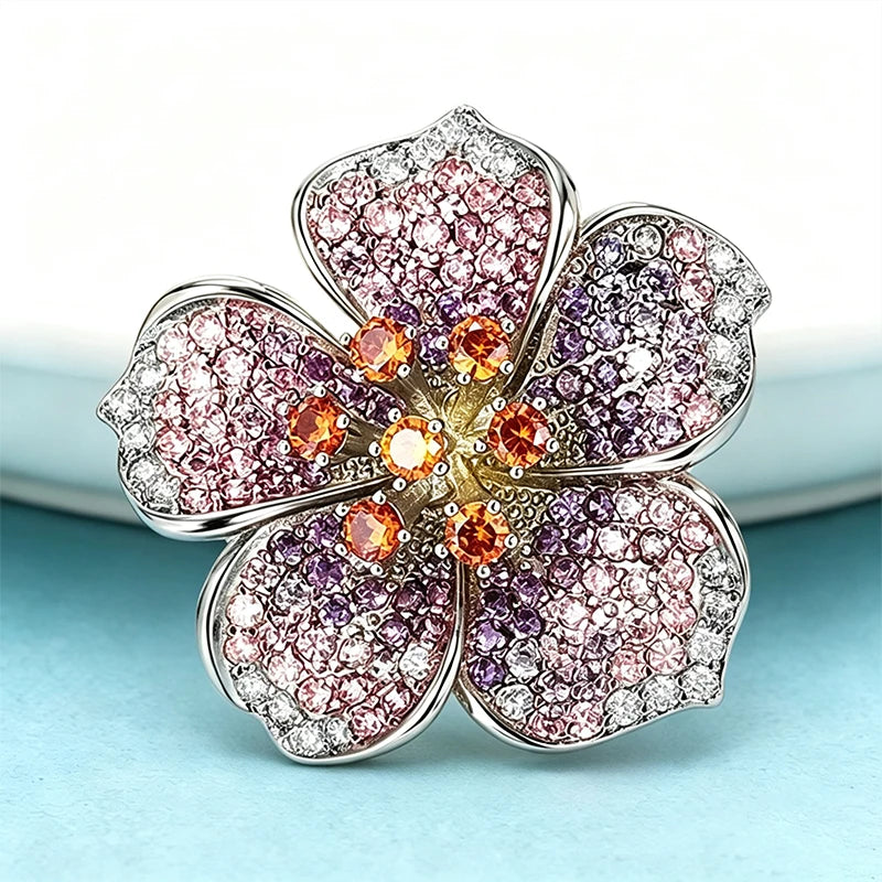 PENDRA Peachelle Peach Blossom Flower Brooch