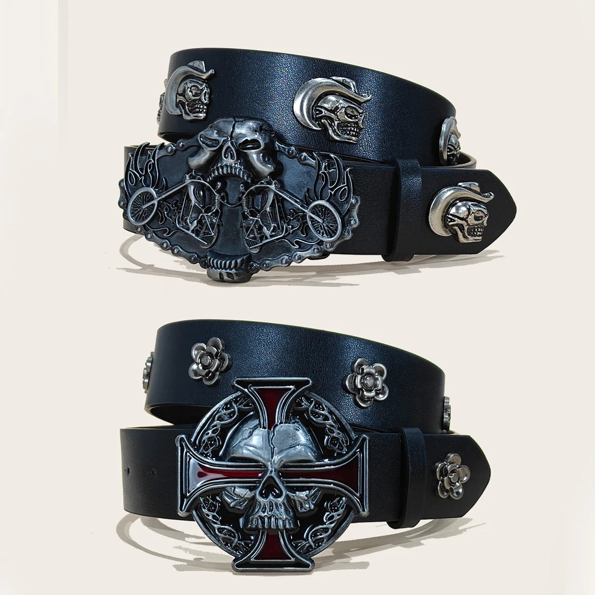 Men and Women's Belt Skull Cross Rivet Wide Belt Personalized Buckle Street Trend Punk HipHop Style Y2K Belt Jeans Belt Gothic