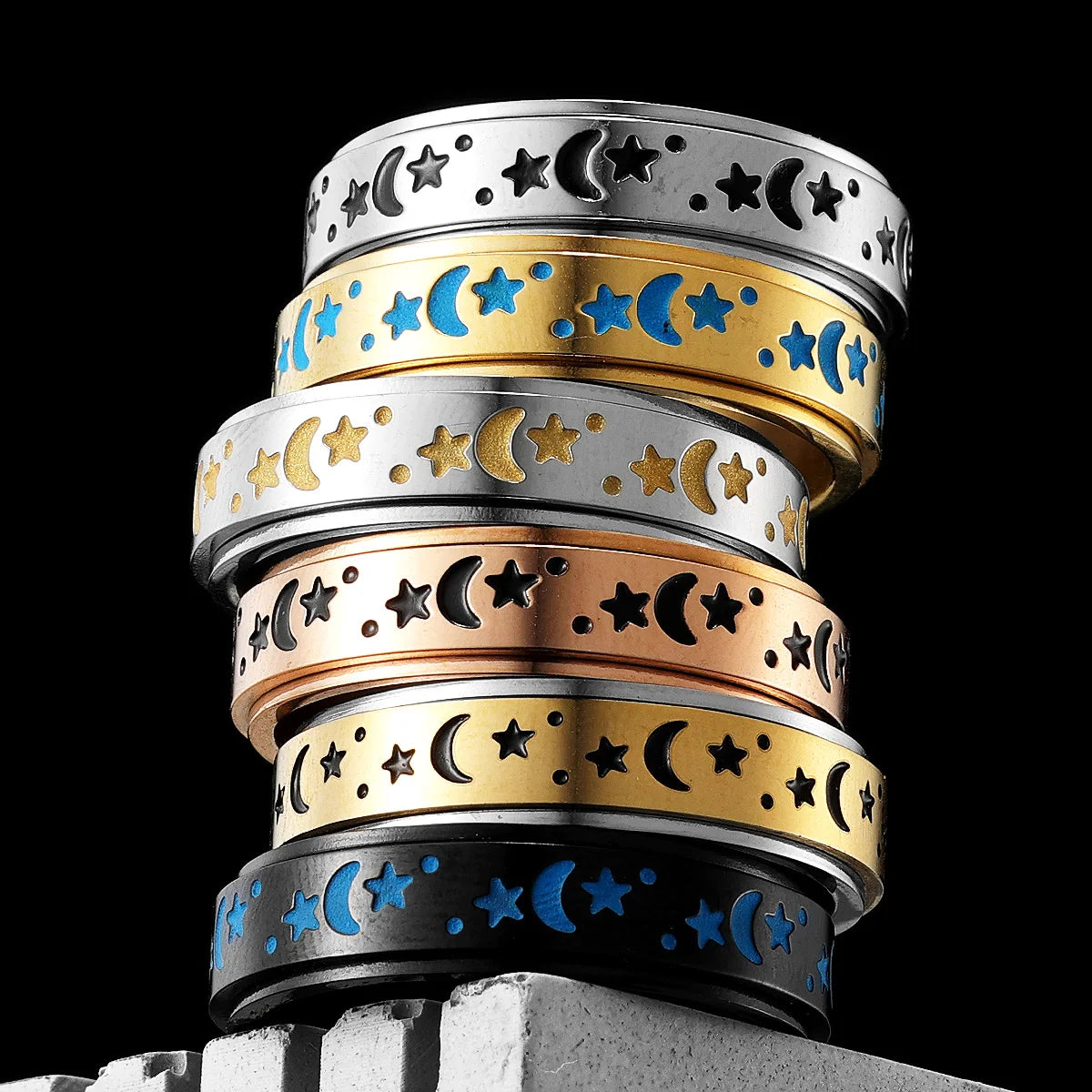 PENDRA Starry Night Stars Steel Ring