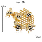 PENDRA Metal Honeycomb And Bees Brooch