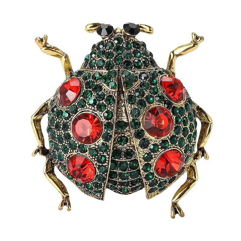 PENDRA Jewel Beetle Rhinestone Insect Brooch