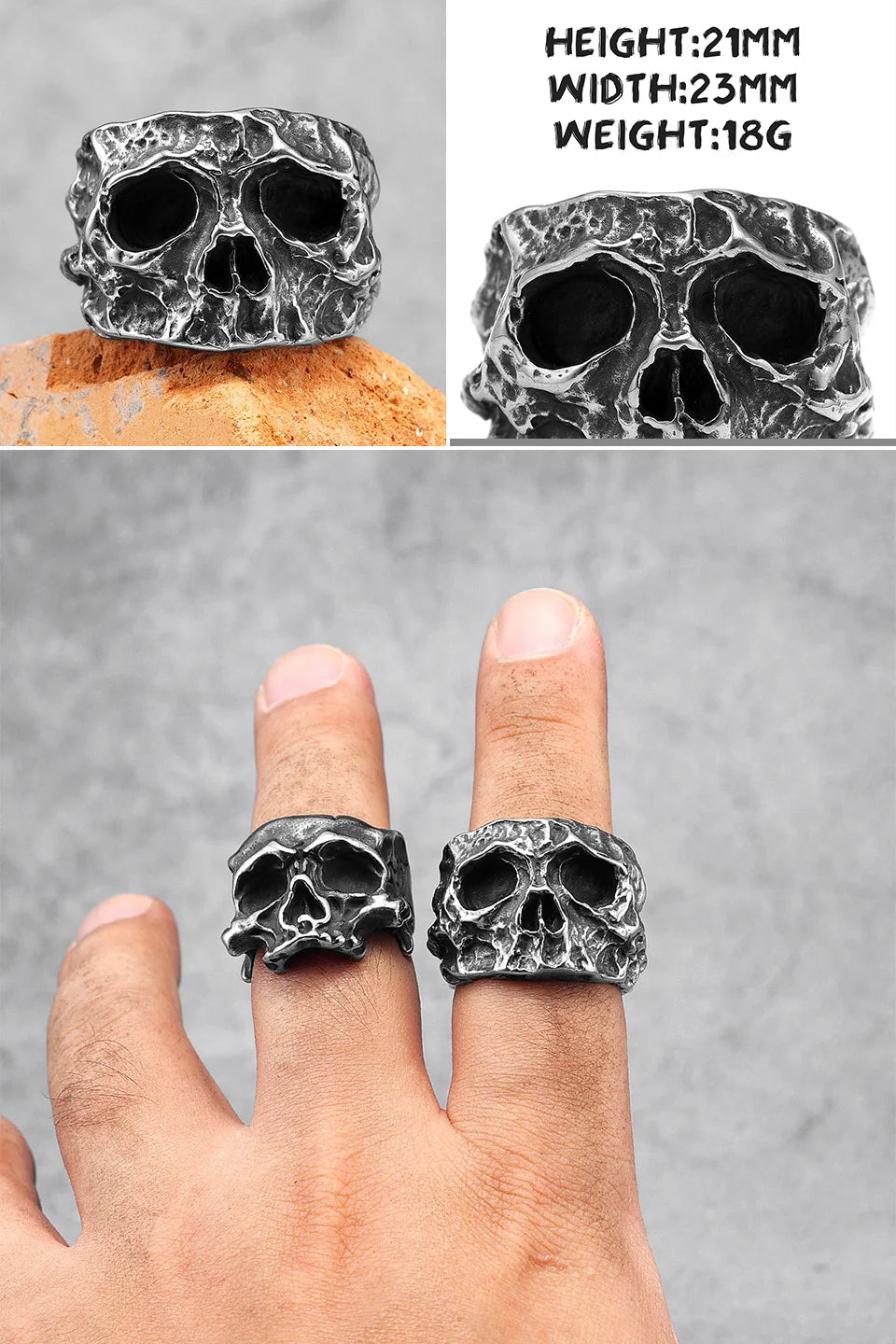 PENDRA Punk Gothic Skull Ring