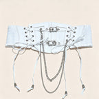 PENDRA Velayne Leather Black Chain Punk Corset Belt
