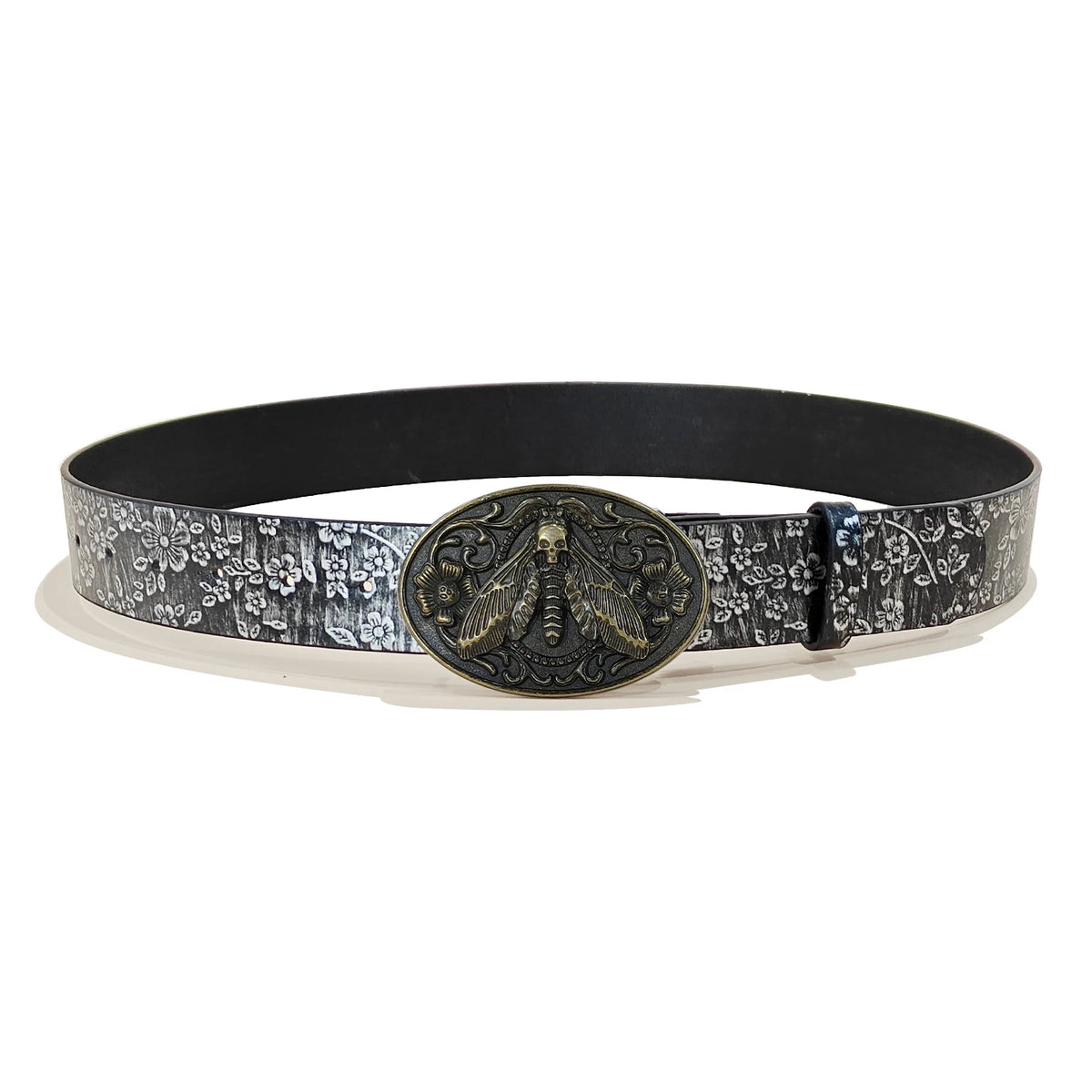 Men & Women's  Western Cowboy PU Leather Belts Vintage Belt Floral Engraved Buckle Silver Flora Plus Size Wide Belt for Jeans