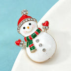 PENDRA Cute Enamel Snowman Brooch