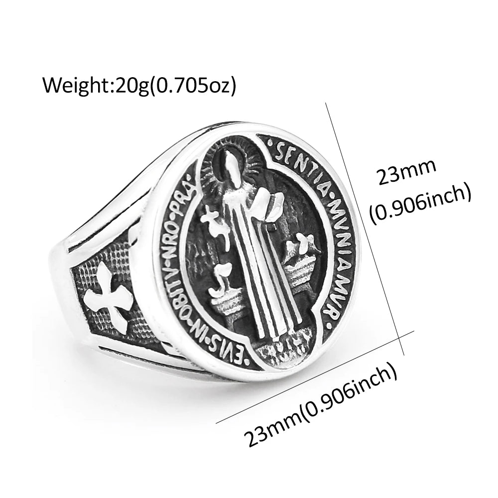 PENDRA Benedictus 316L Stainless Steel Saint Benedict Ring