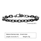 Retro Chain Bracelets for Men Boys,,Vintage Antique Stainless Steel Link Wristband,Classic Punk Jewelry Gifts