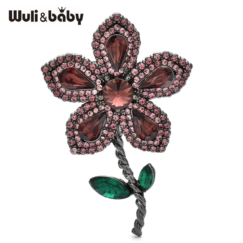 PENDRA Floraspark Rhinestone Flower Brooch