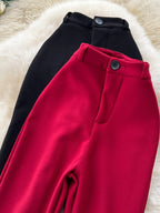 High waisted slim fit micro flared pants women in spring new design sense casual versatile solid color straight leg pants