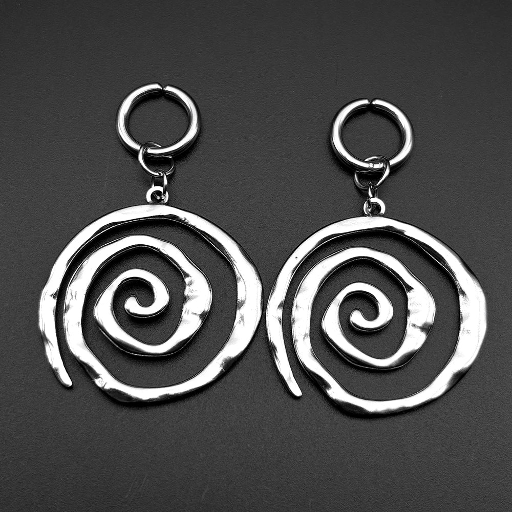 Grunge Stainless Steel Swirl Earrings Cool Korean Charms Hoop Earrings for Women Goth Fashion Accessories Cute Punk Jewelry