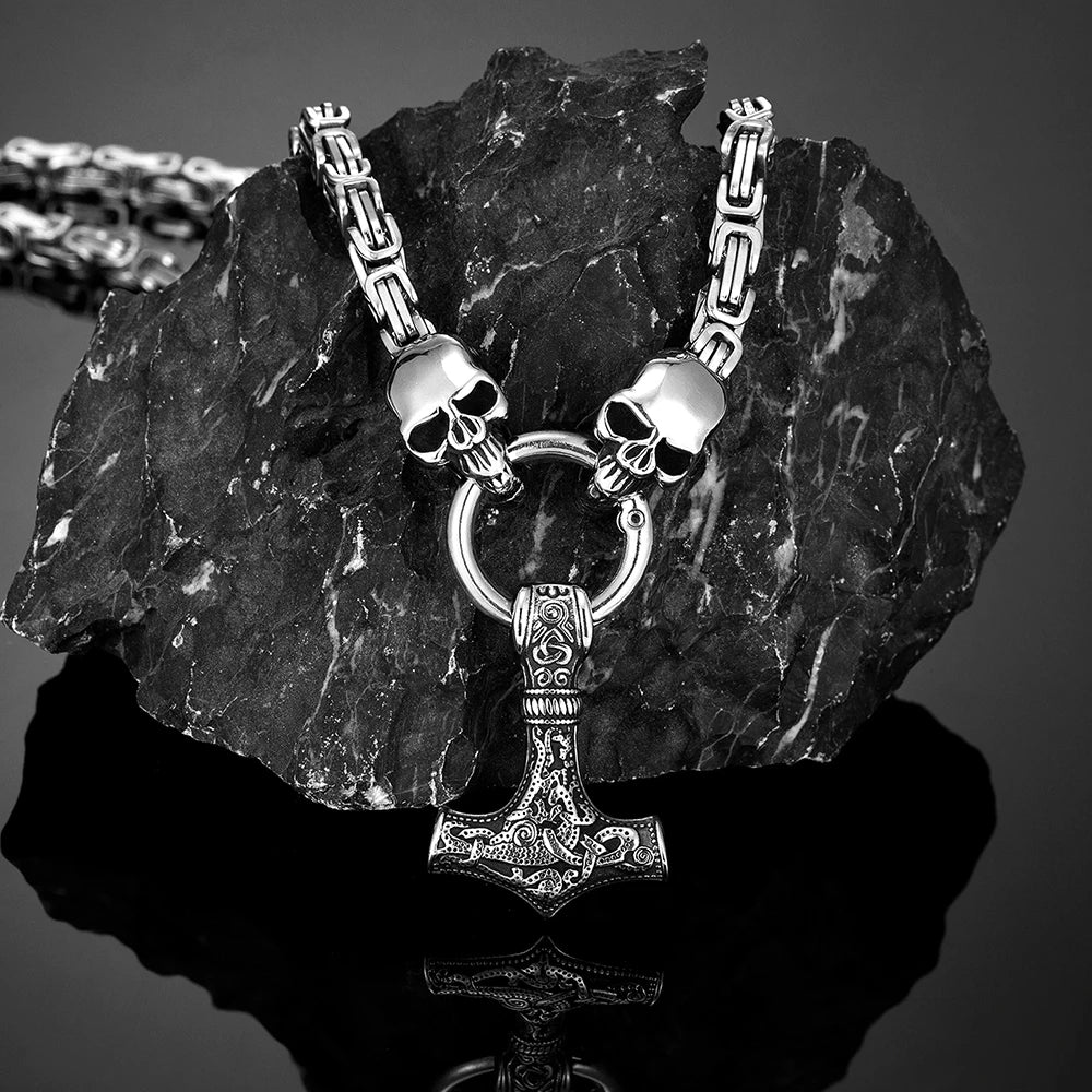 PENDRA Thor Hammer Norse Steel Necklace