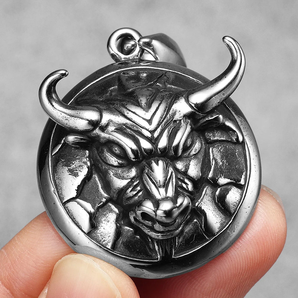 PENDRA Cattle Bull Head Steel Necklace