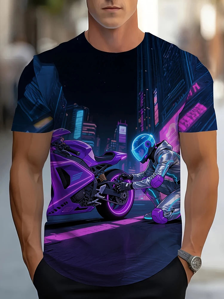 PENDRA Printed Sports Motorcycle T-Shirt