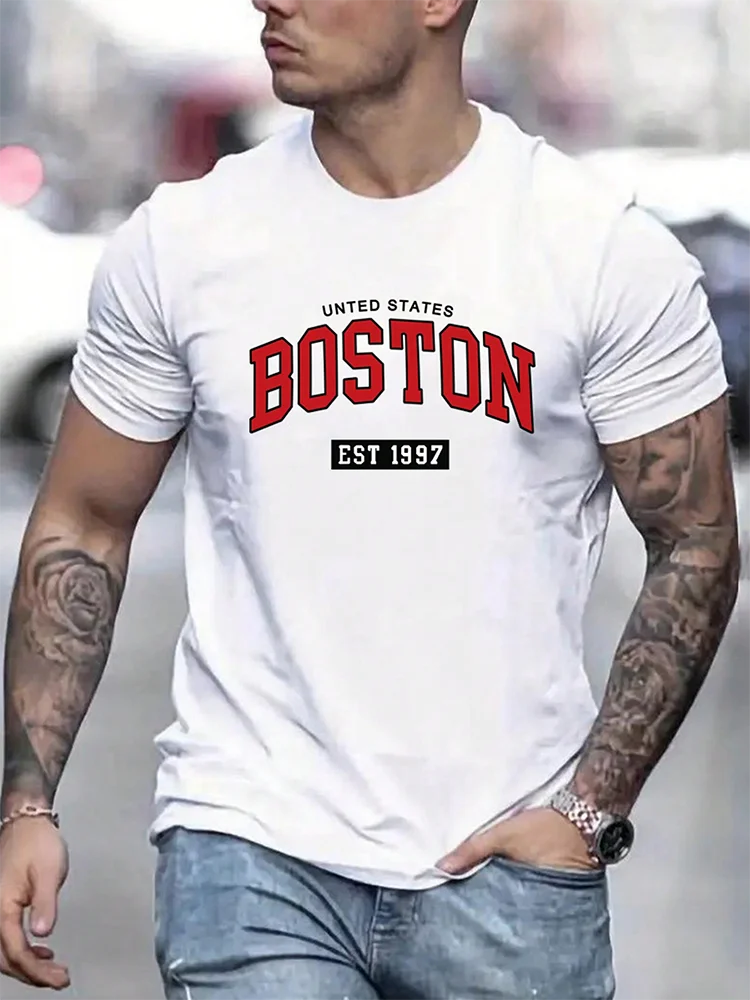 USA Flag Print Men's T-shirt Summer Daily Urban Fashion Men's T-shirt Street Casual Short-sleeved Top Travel Party Men's T-shirt