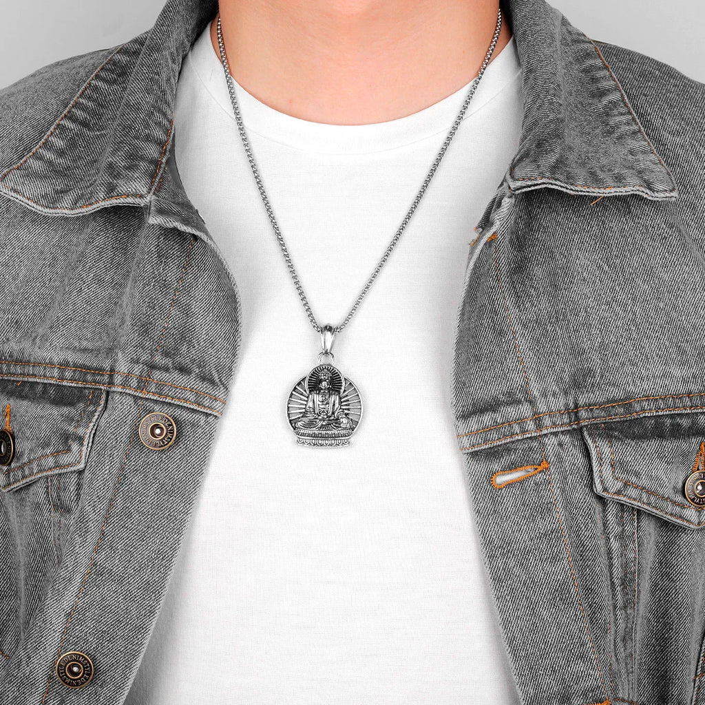 PENDRA Buddhism Buddha Sainless Gold Necklace