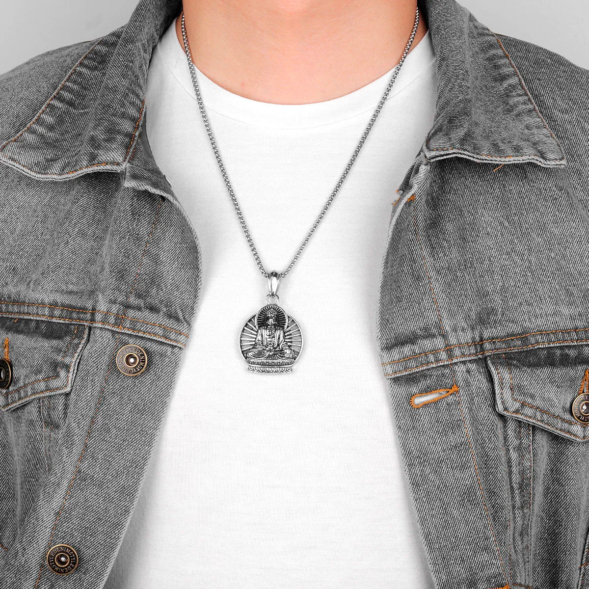 PENDRA Buddhism Buddha Sainless Gold Necklace