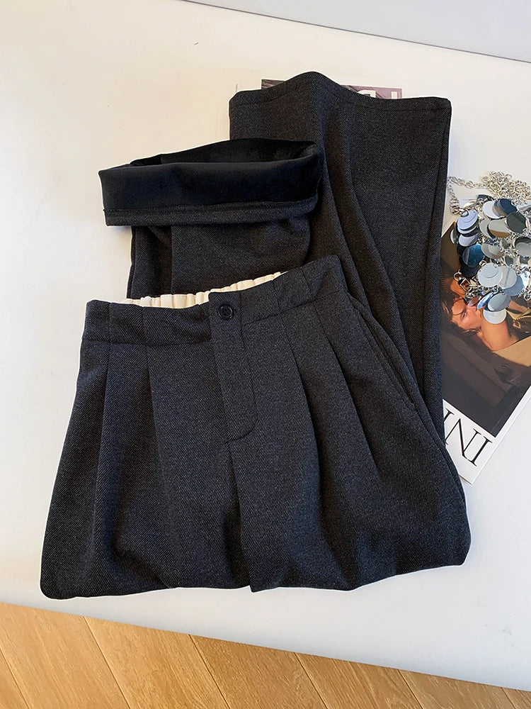 PENDRA Cashmere Touch High Waist Wide Leg Pants
