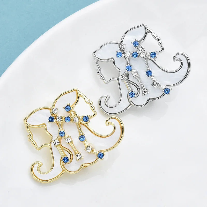 PENDRA Gemini Rhinestone Zodiac Star Brooch