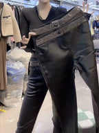 PENDRA Waist Leather Diamond Pants
