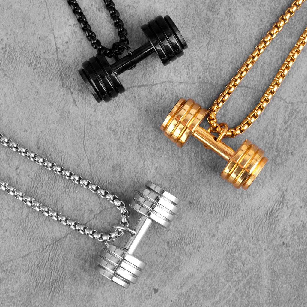 PENDRA Dumbbell Fitness Boyfriend Steel Necklace